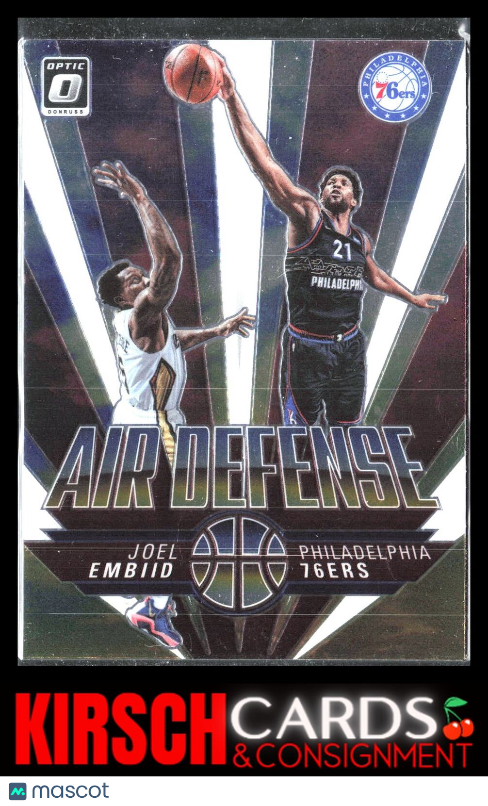 Joel Embiid 2021-22 Donruss Optic #5 Air Defense Philadelphia 76ers