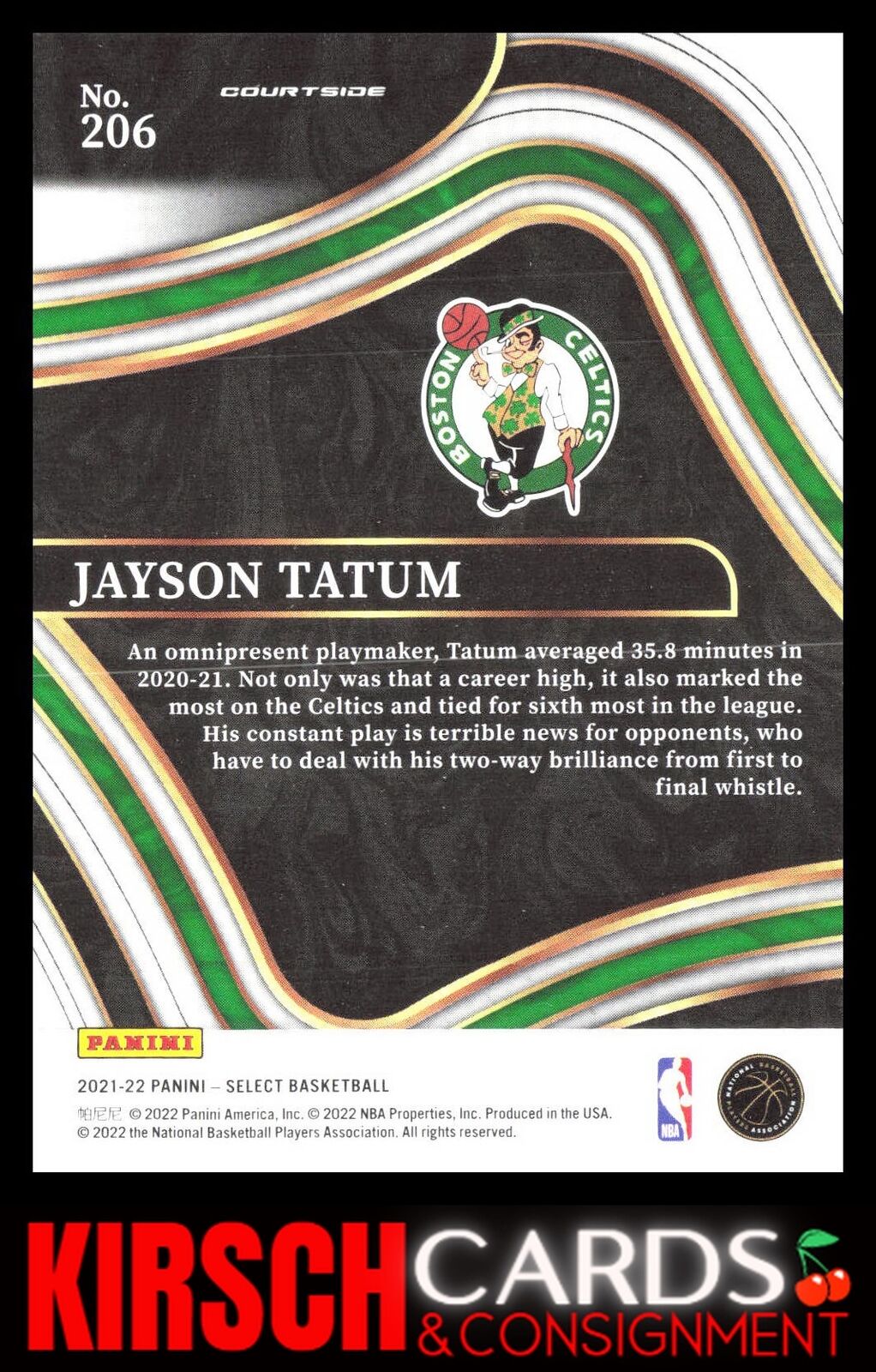 Jayson Tatum 2021-22 Panini Select #206 Blue (Retail Base) Boston Celtics