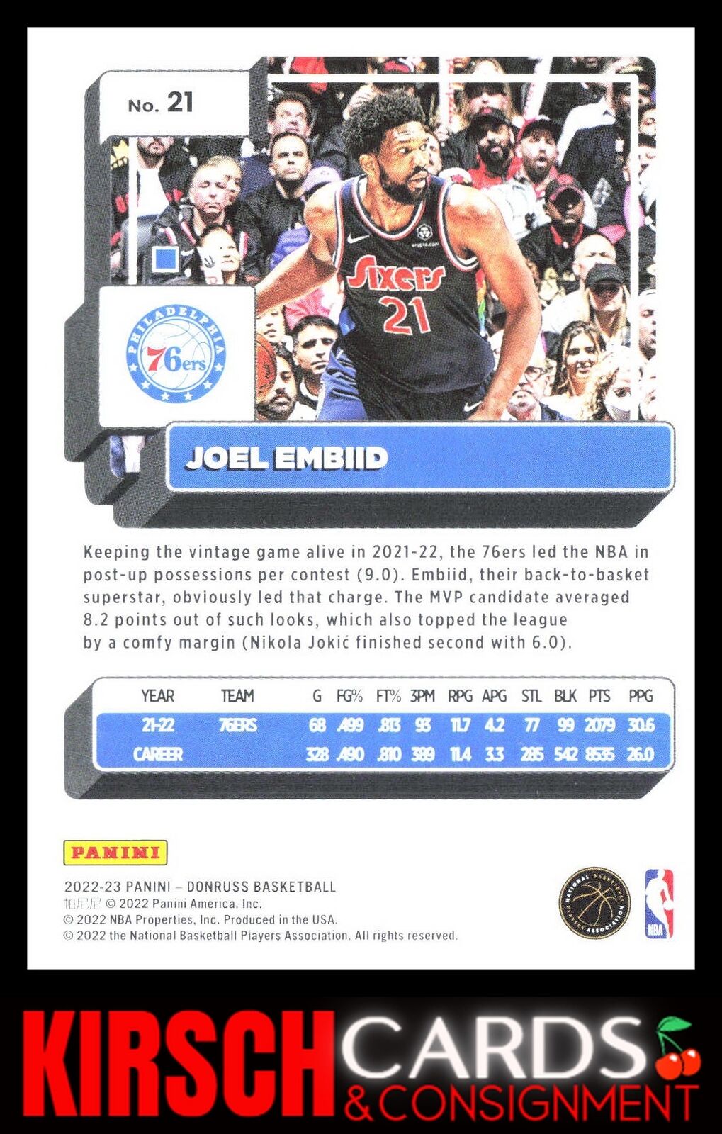 Joel Embiid 2022-23 Donruss #21 Philadelphia 76ers