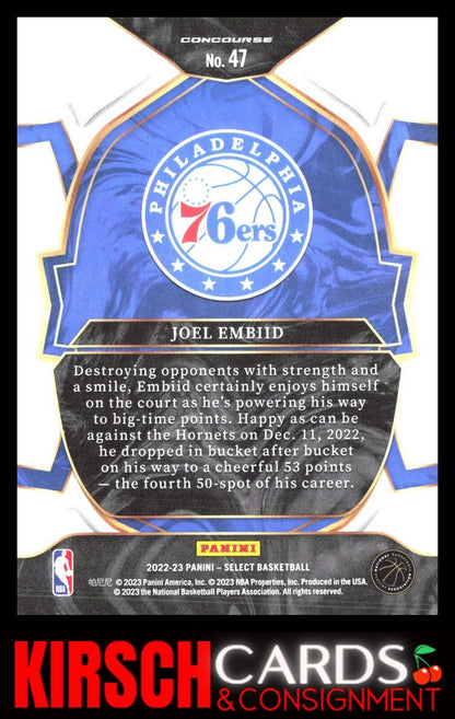 Joel Embiid 2022-23 Panini Select #47 Blue (Retail Base) Philadelphia 76ers