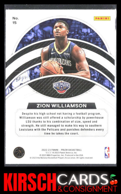 Zion Williamson 2022-23 Panini Prizm #15 Dominance New Orleans Pelicans