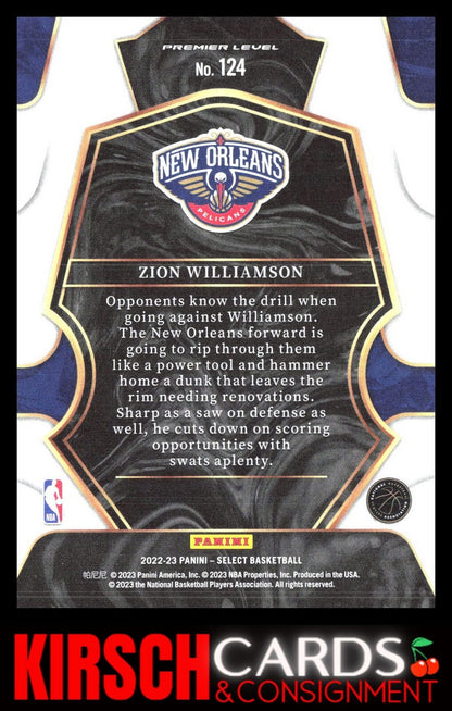 Zion Williamson 2022-23 Panini Select #124 Blue (Retail Base) New Orleans