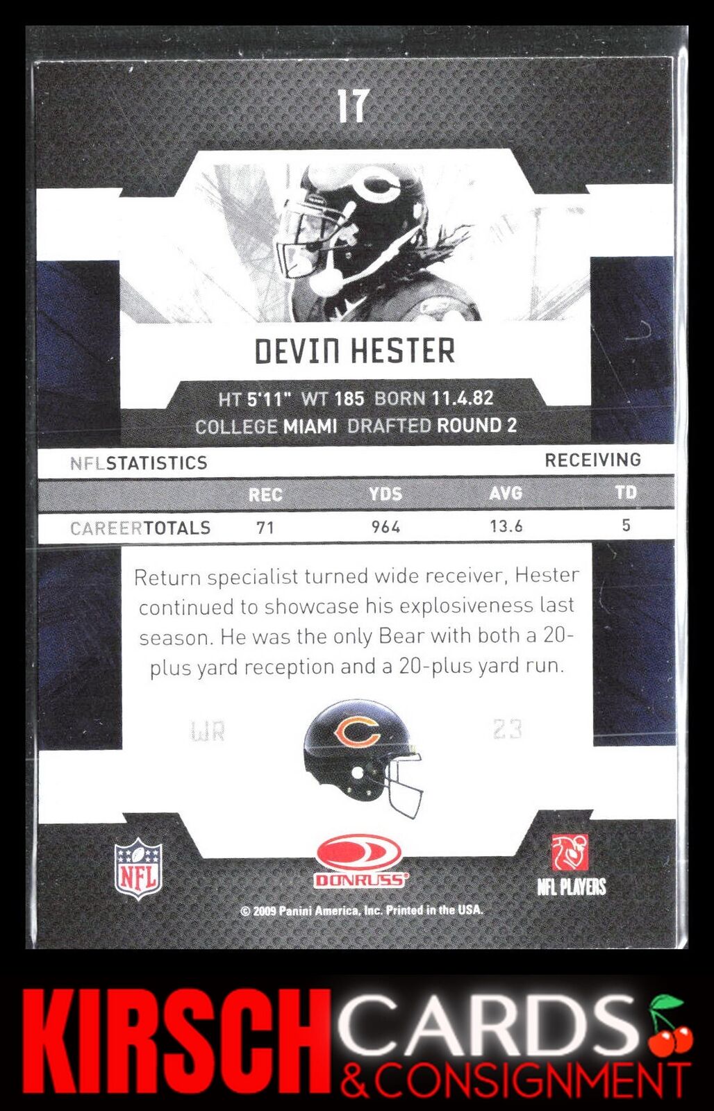 Devin Hester 2009 Donruss Elite #17 Retail Chicago Bears