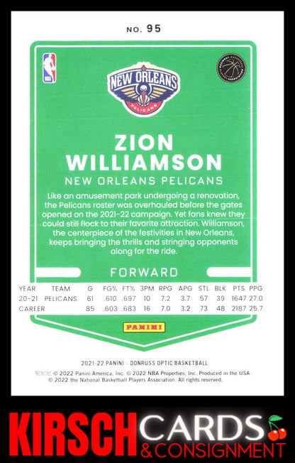 Zion Williamson 2021-22 Donruss Optic #95 New Orleans Pelicans