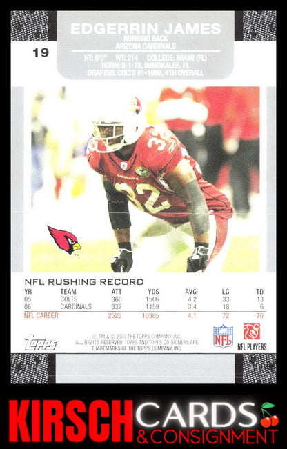 Edgerrin James 2007 Topps Co-Signers #19 Arizona Cardinals