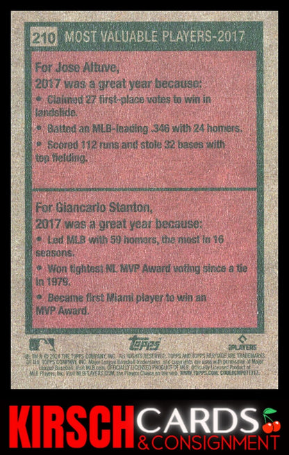 2017 MVPs (Jose Altuve / Giancarlo Stanton) 2024 Topps Heritage #210