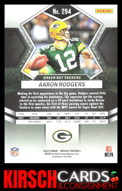 Aaron Rodgers 2022 Panini Mosaic #294 Green Bay Packers