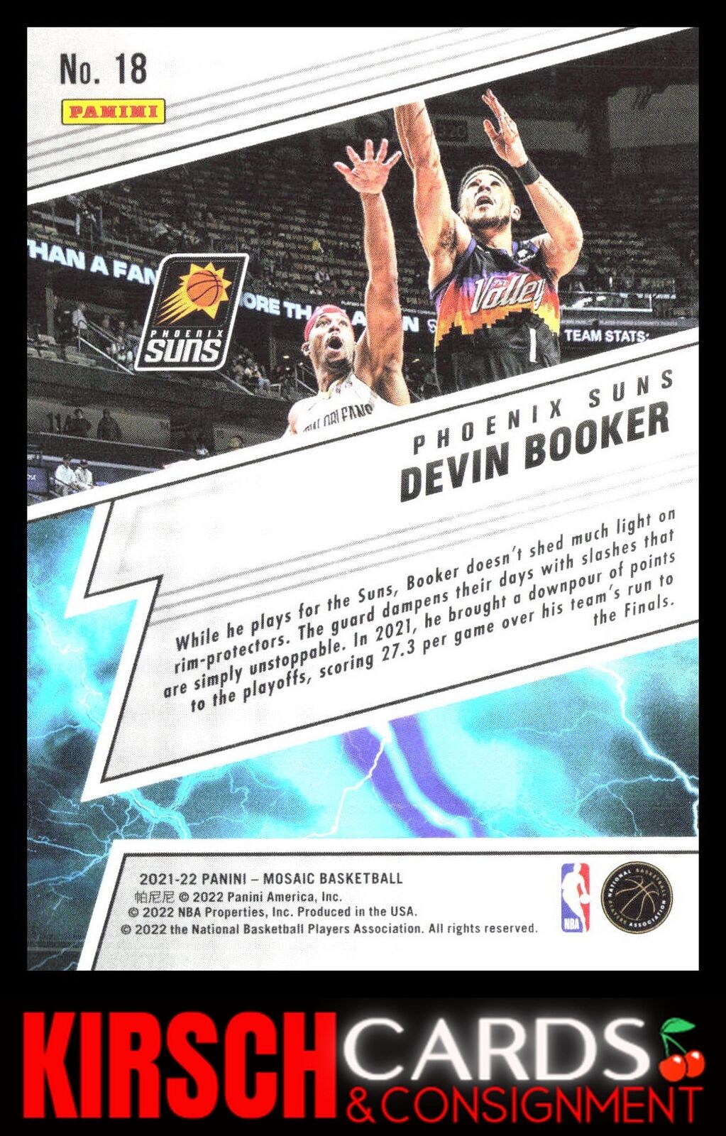 Devin Booker 2021-22 Panini Mosaic #18 Thunder Lane Phoenix Suns