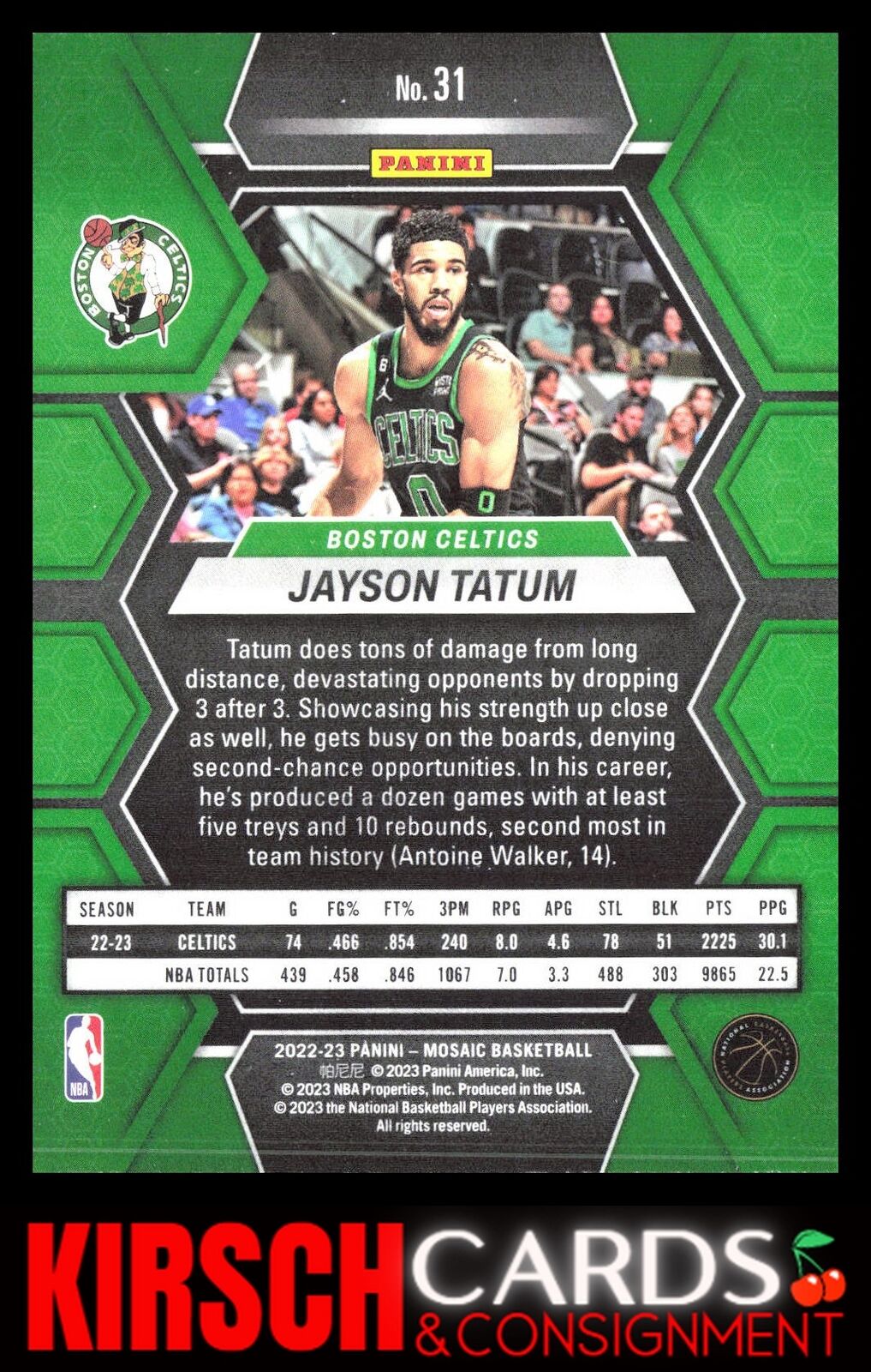 Jayson Tatum 2022-23 Panini Mosaic #31 Boston Celtics