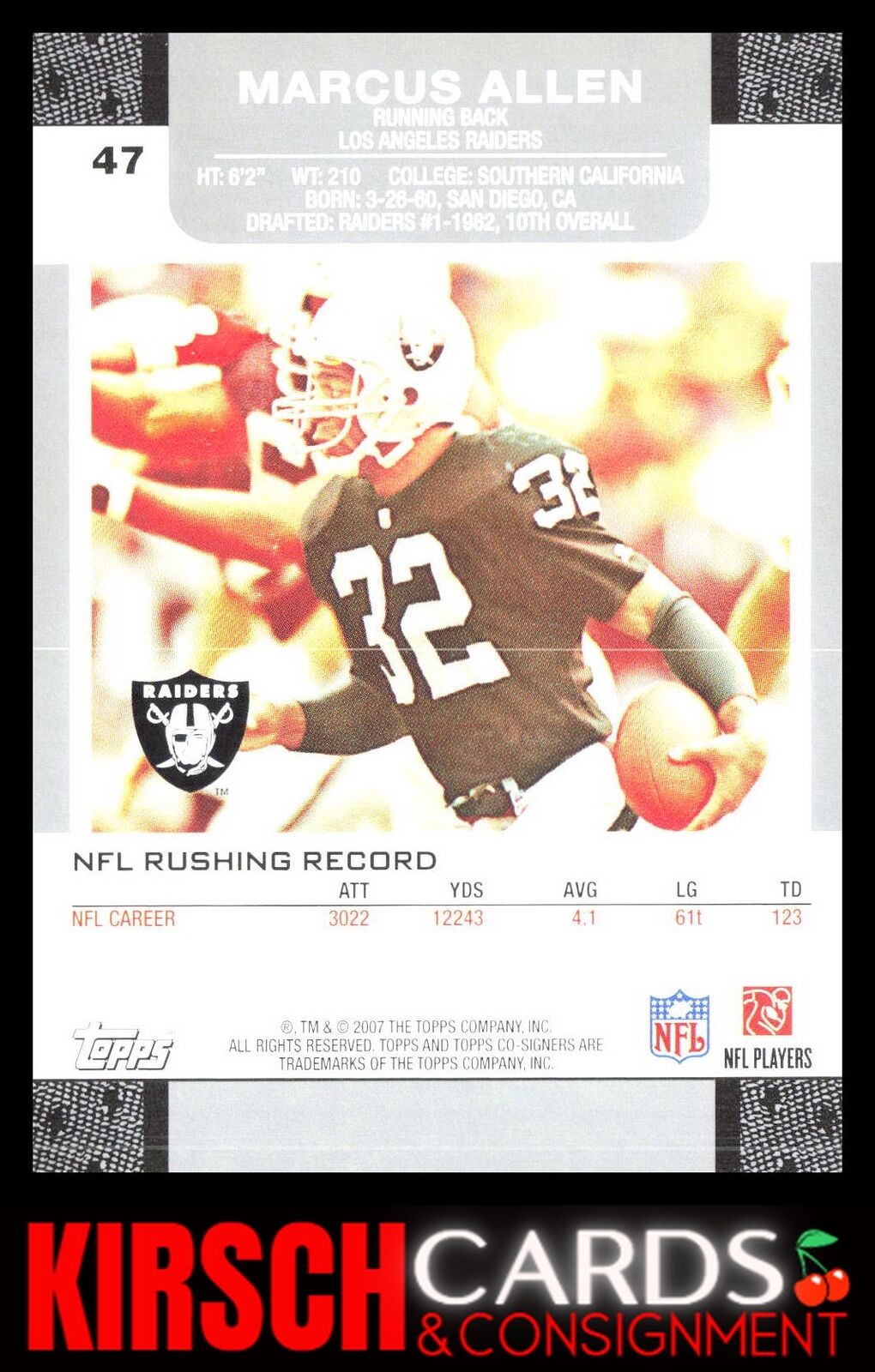 Marcus Allen 2007 Topps Co-Signers #47 Los Angeles Raiders