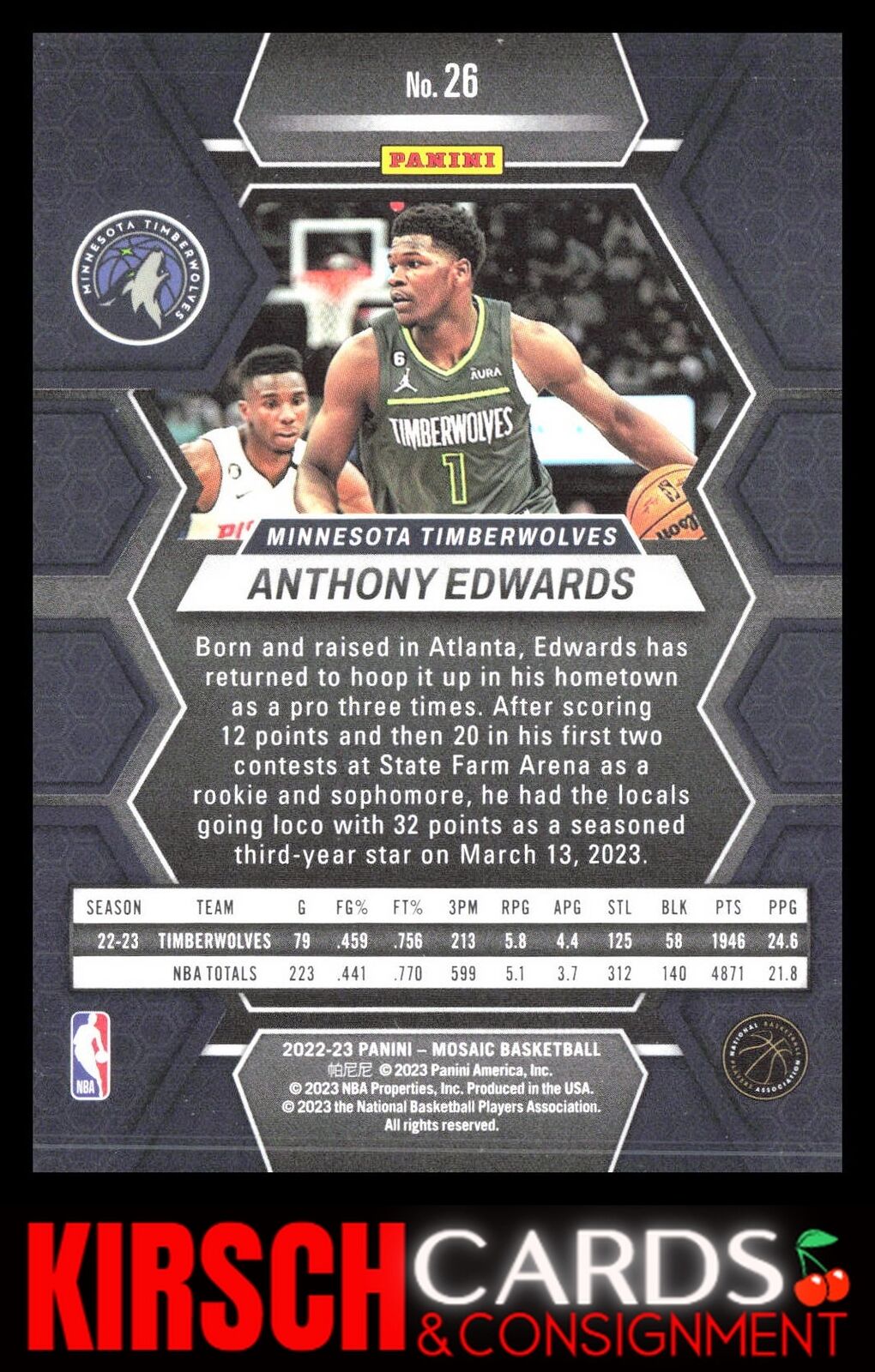 Anthony Edwards 2022-23 Panini Mosaic #26 Minnesota Timberwolves