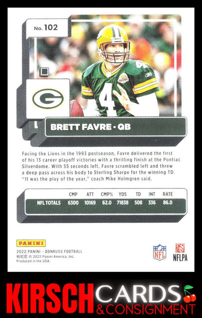 Brett Favre 2022 Donruss #102 Green Bay Packers