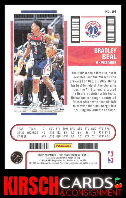 Bradley Beal 2022-23 Panini Contenders #64 Season Ticket Retail