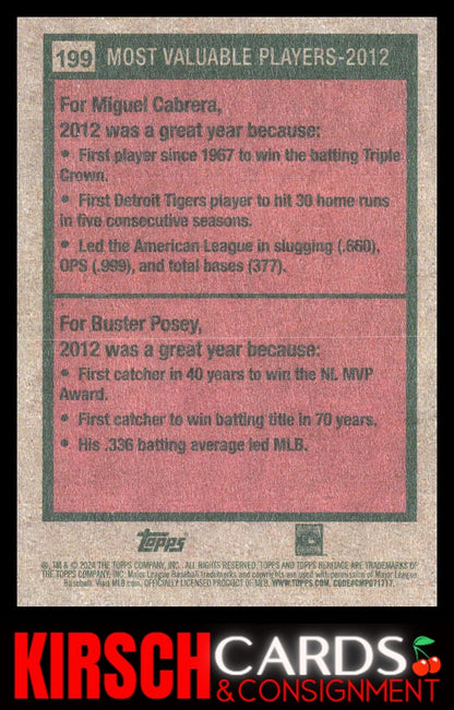 2012 MVPs (Miguel Cabrera / Buster Posey) 2024 Topps Heritage #199