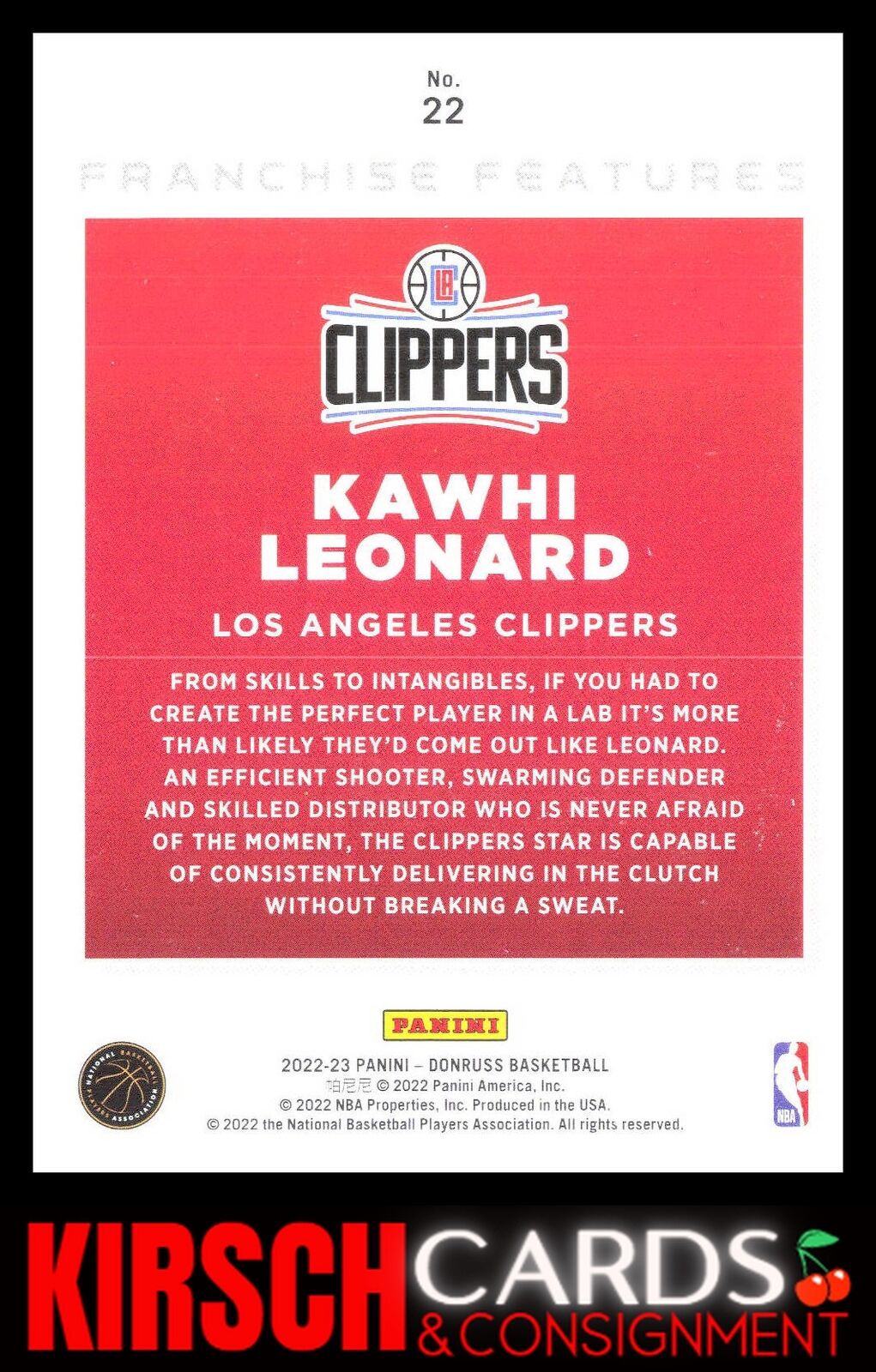 Kawhi Leonard 2022-23 Donruss #22 Franchise Features Los Angeles Clippers