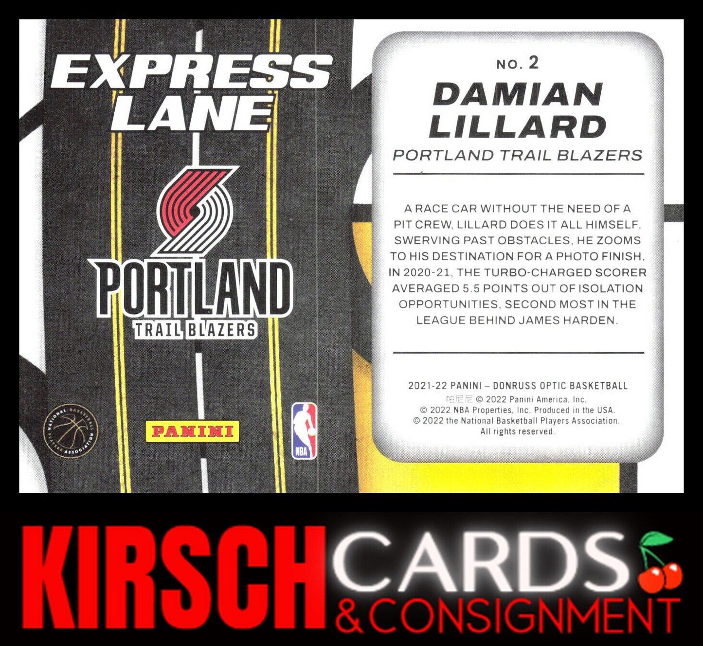 Damian Lillard 2021-22 Donruss Optic #2 Express Lane Portland Trail Blazers