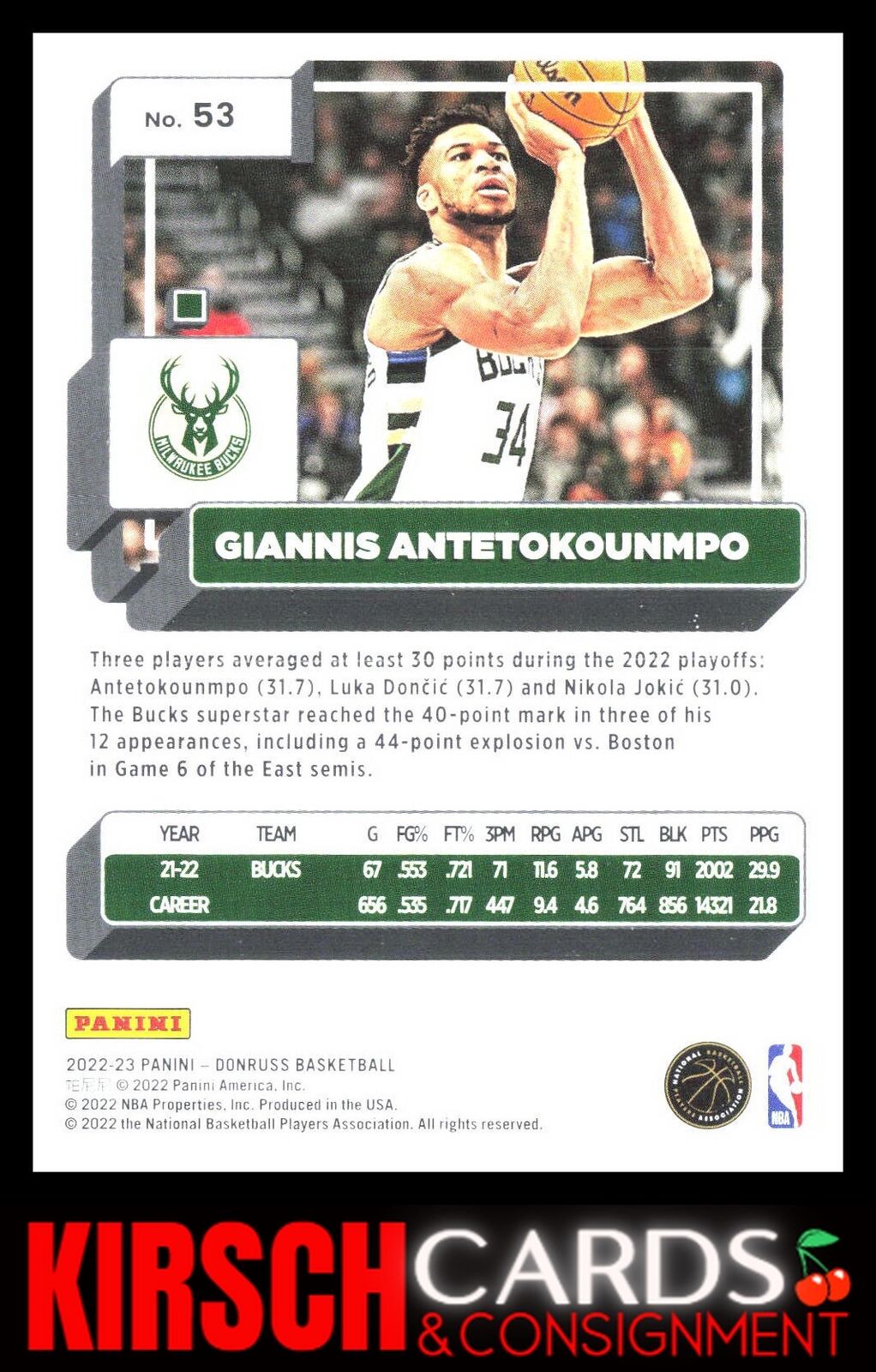 Giannis Antetokounmpo 2022-23 Donruss #53 Milwaukee Bucks