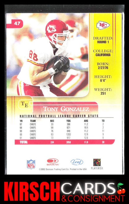 Tony Gonzalez 2002 Leaf Rookies & Stars #47 Kansas City Chiefs