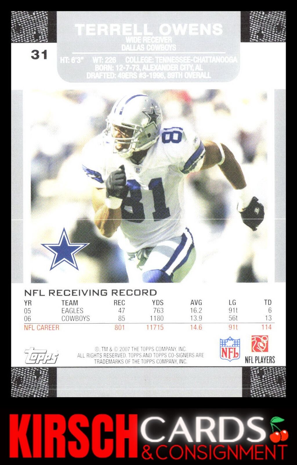 Terrell Owens 2007 Topps Co-Signers #31 Dallas Cowboys