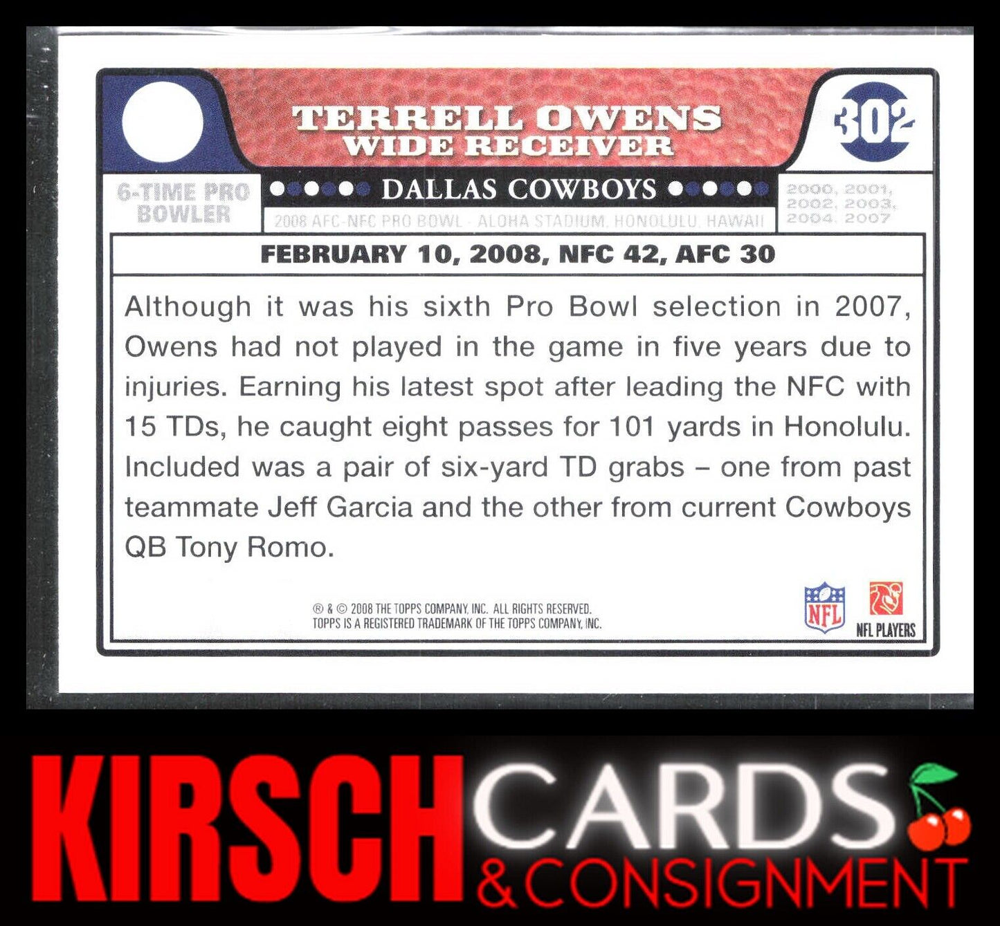 Terrell Owens 2008 Topps #302 Dallas Cowboys