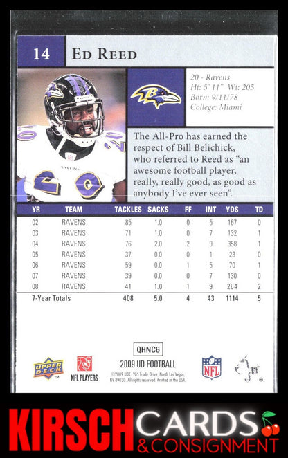 Ed Reed 2009 Upper Deck #14 Baltimore Ravens