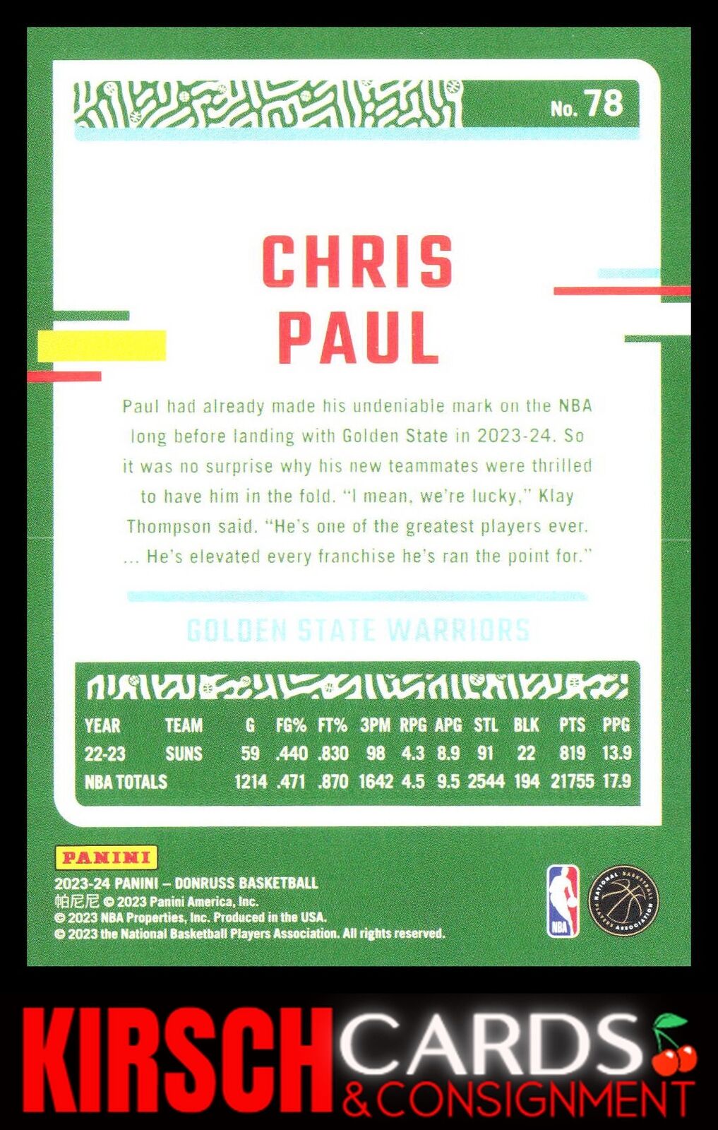 Chris Paul 2023-24 Donruss #78 Golden State Warriors