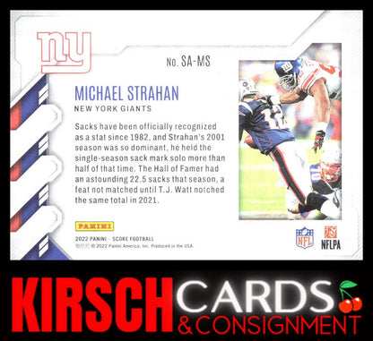 Michael Strahan 2022 Score #SA-MS Sack Attack End Zone #/6 New York Giants