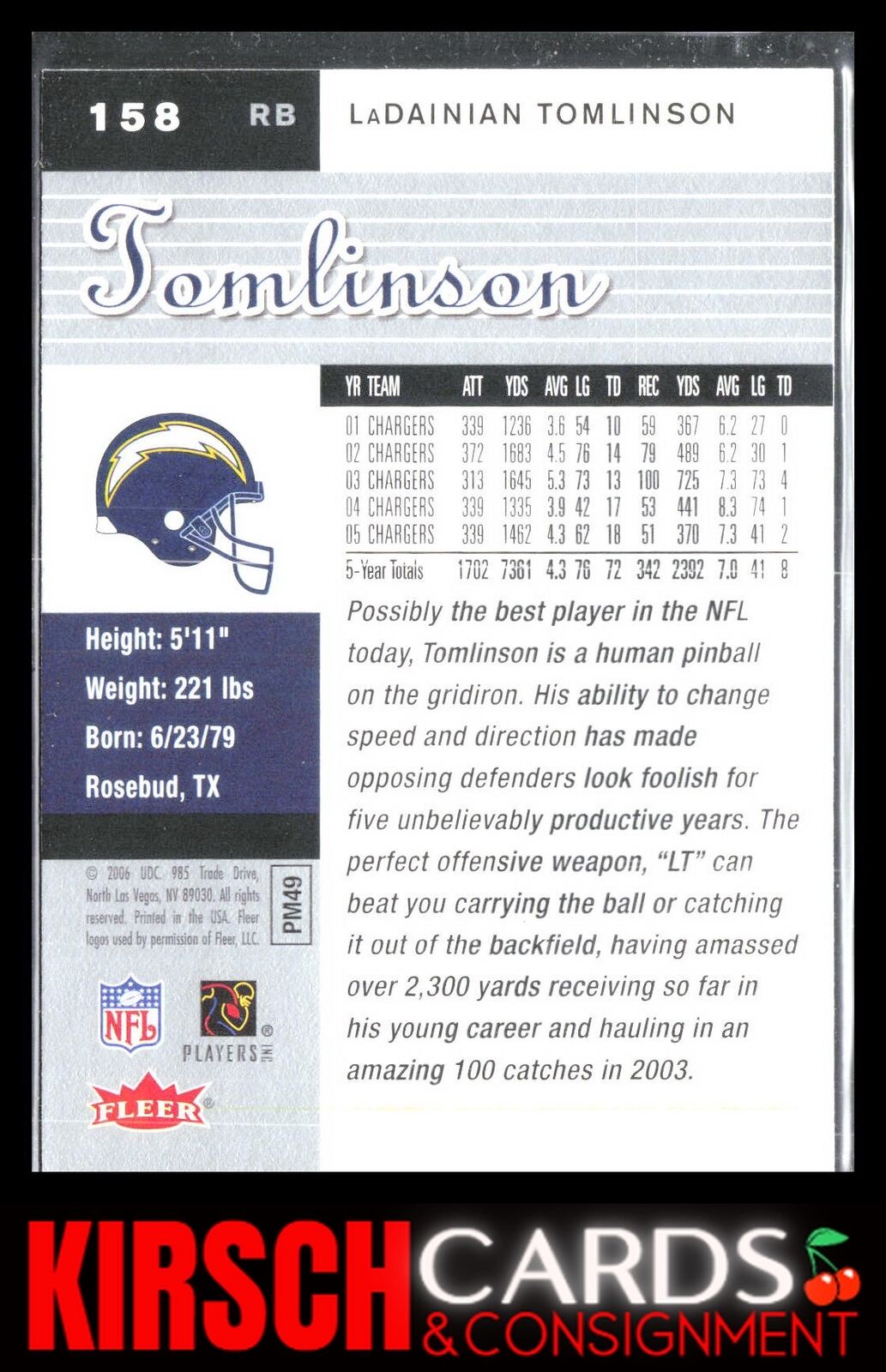 LaDainian Tomlinson 2006 Ultra #158 San Diego Chargers