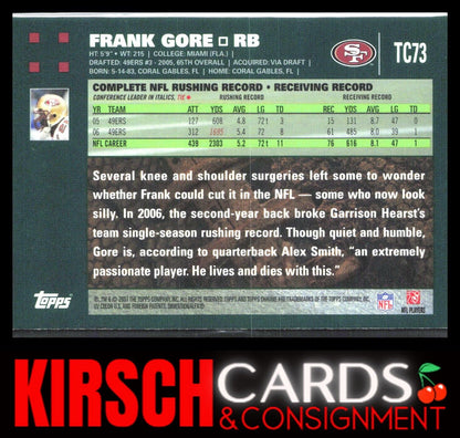 Frank Gore 2007 Topps Chrome #TC73 San Francisco 49ers