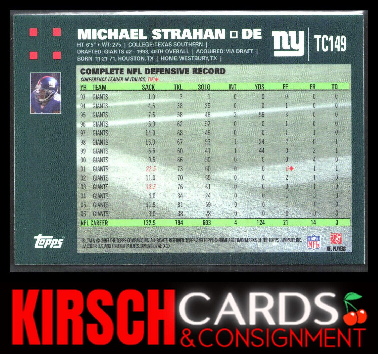 Michael Strahan 2007 Topps #260 New York Giants