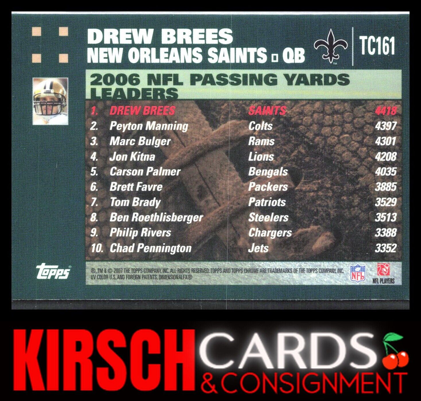 Drew Brees 2007 Topps Chrome #TC161 New Orleans Saints