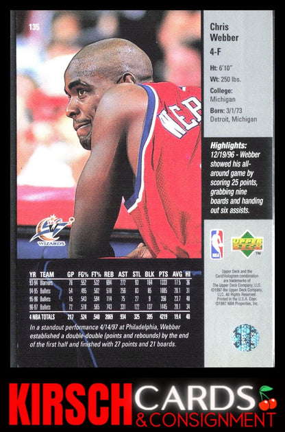 Chris Webber 1997-98 Upper Deck #135 Washington Wizards