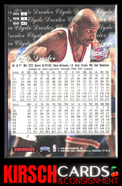 Clyde Drexler 1997-98 Flair Showcase #43 Houston Rockets