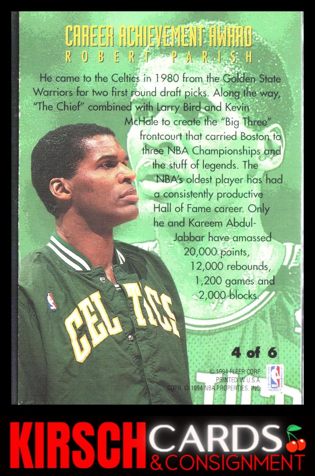 Robert Parish 1994-95 Fleer #4 Career Achievement Awards Boston Celtics