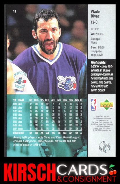 Vlade Divac 1997-98 Upper Deck #11 Charlotte Hornets