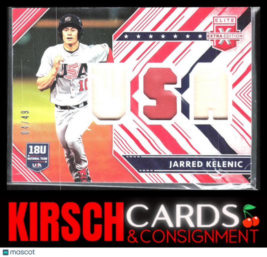 Jarred Kelenic 2018 Panini Elite Extra Edition #USAM-JK USA Material Red #/49