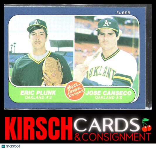 Eric Plunk / Jose Canseco 1986 Fleer RC Rookie #649 Oakland Athletics