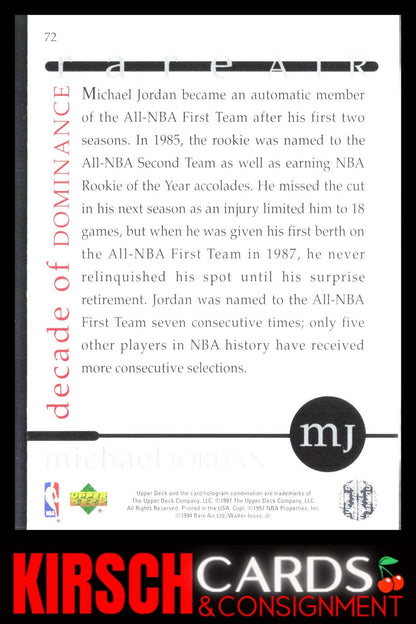 Michael Jordan 1994 Upper Deck Jordan Rare Air #J9 Decade of Dominance