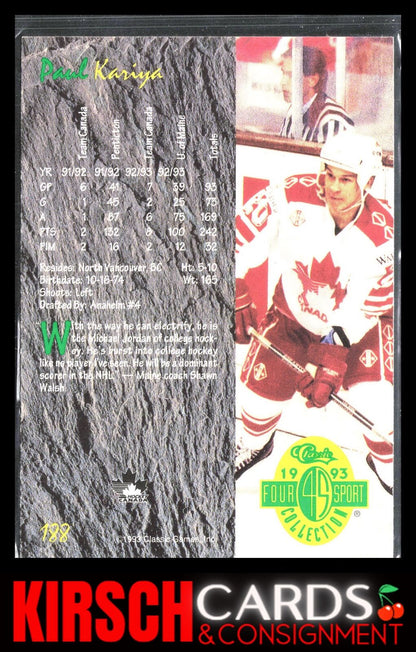 Paul Kariya 1993 Classic Four Sport #188 Canada