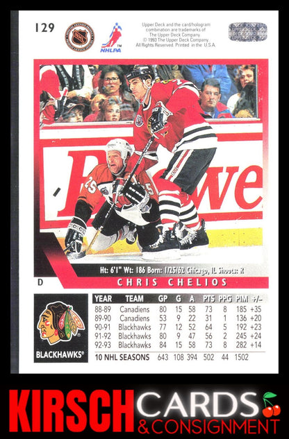 Chris Chelios 1993-94 Upper Deck #129 Chicago Blackhawks