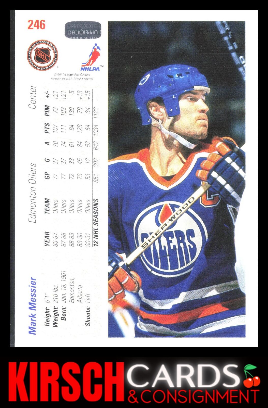 Mark Messier 1991-92 Upper Deck French #246a Edmonton Oilers