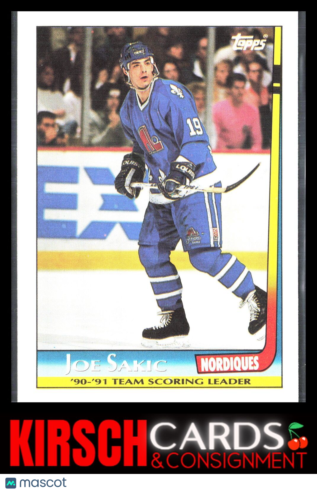 Joe Sakic 1991-92 Topps #8a Team Scoring Leaders Quebec Nordiques