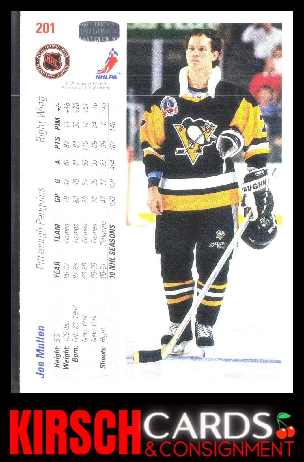 Joe Mullen 1991-92 Upper Deck #201b Pittsburgh Penguins