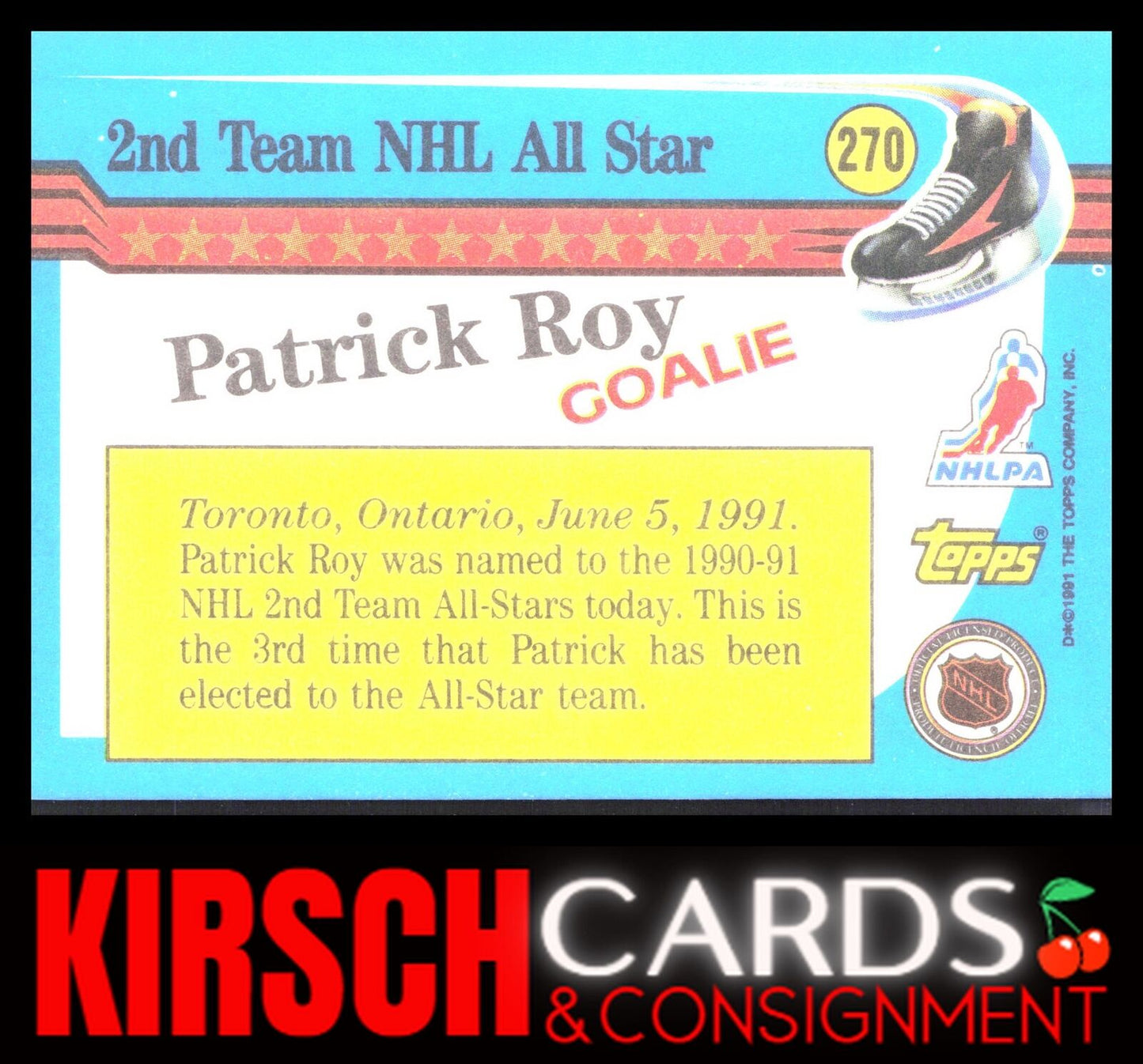 Patrick Roy 1991-92 Topps #270 Montreal Canadiens