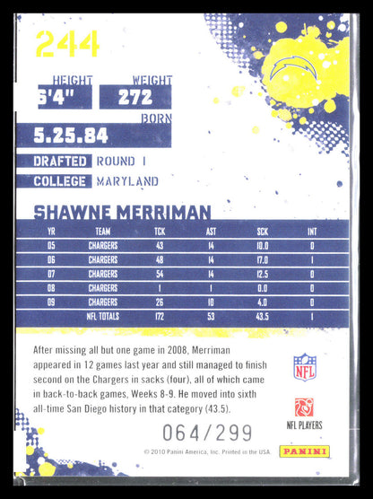 Shawne Merriman 2009 Score #244    San Diego Chargers