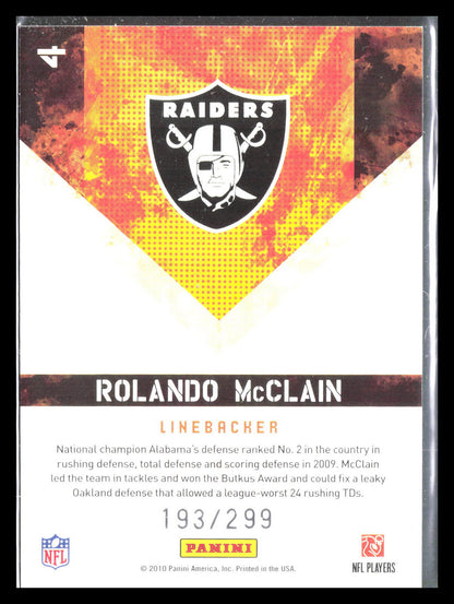 Rolando McClain 2010 Score #4    Oakland Raiders