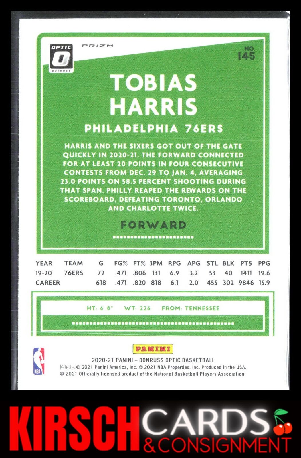 Tobias Harris 2020 2020-21 Donruss Optic #145 Purple Philadelphia 76ers