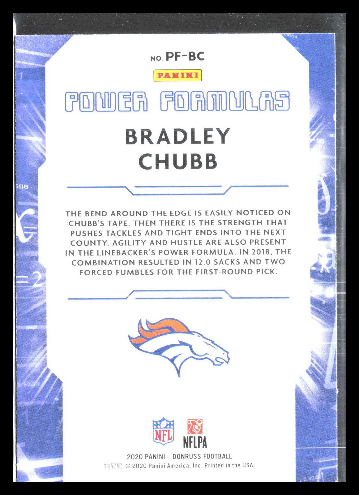 Bradley Chubb 2020 Donruss #PF-BC    Power Formulas Denver Broncos