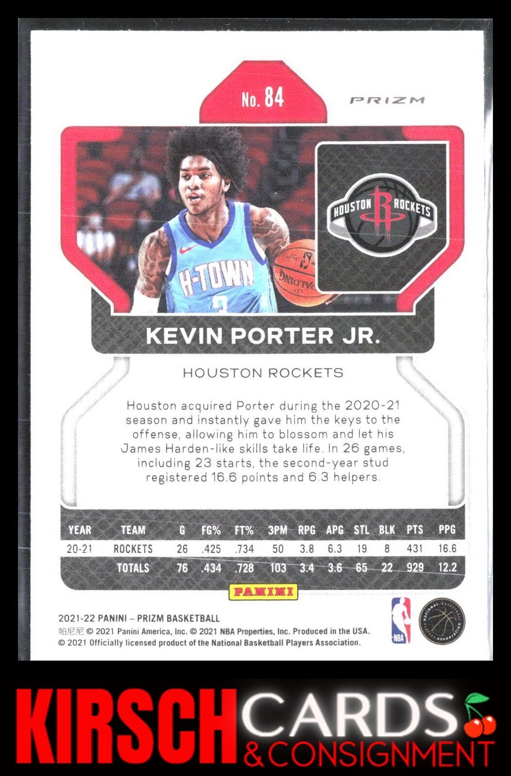 Kevin Porter Jr. 2021 2021-22 Panini Prizm #84 Silver Houston Rockets