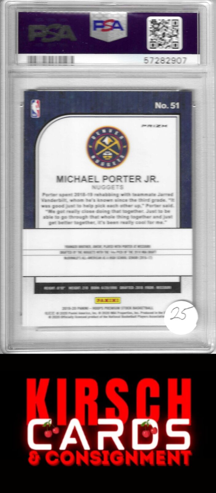 Michael Porter Jr. 2019 Hoops Premium Stock #51 Purple Disco (Denver Nuggets)